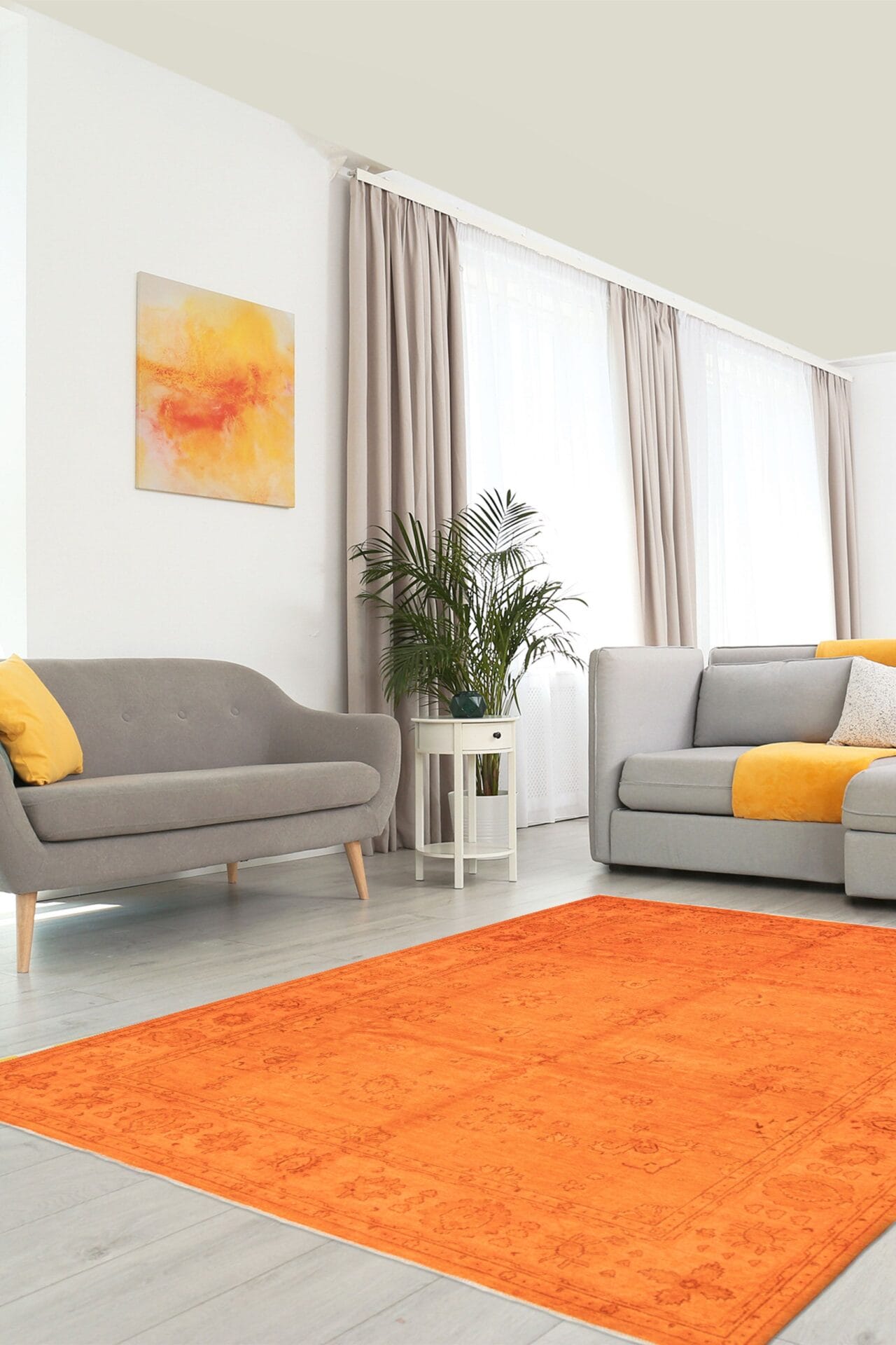 Veerle effen vloerkleed oranje