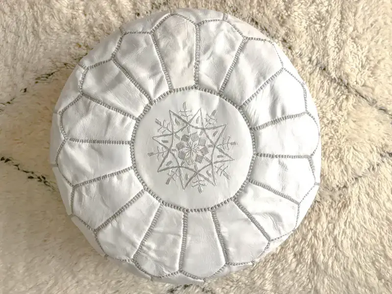 Othmane Marokkaans poef wit