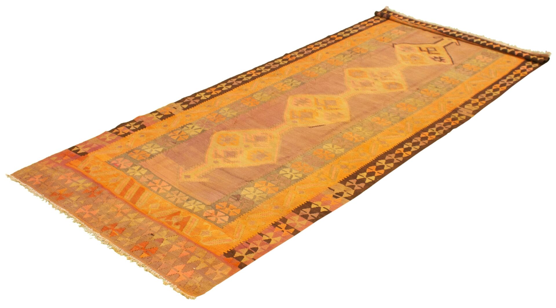 Mouna Kelim vloerkleed oranje