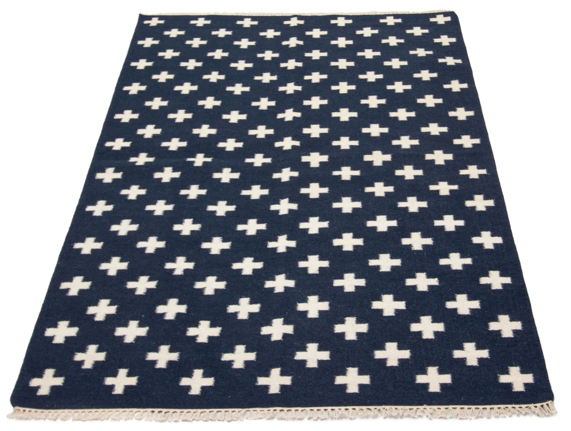 Basma Kelim vloerkleed blauw
