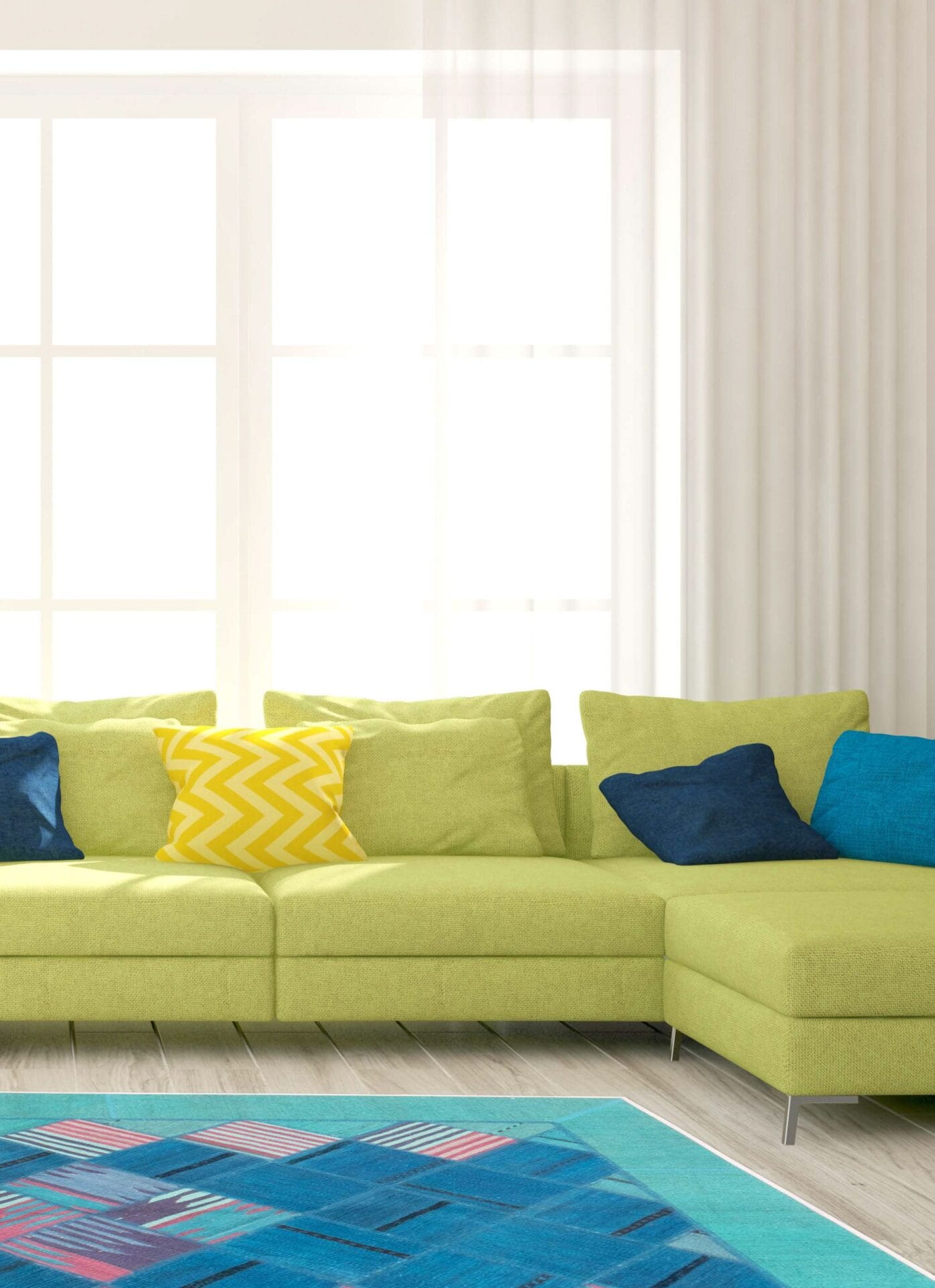 Leon patchwork poef blauw