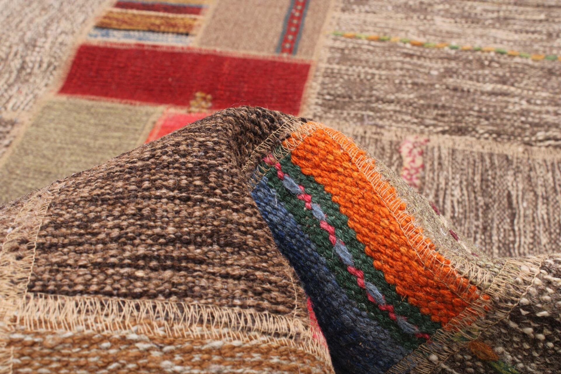 Bianca patchwork pouf brown