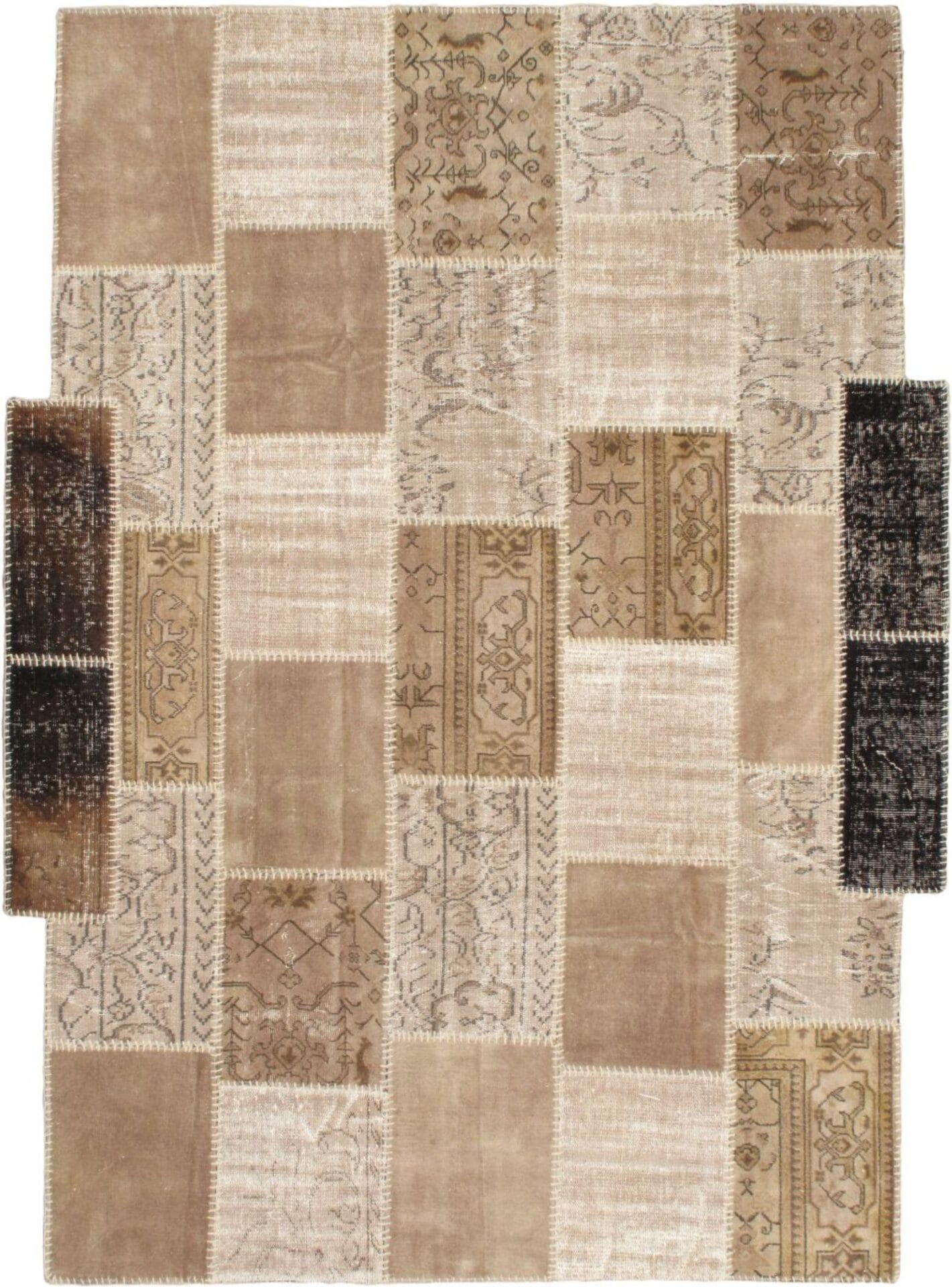 Cecily patchwork poef beige