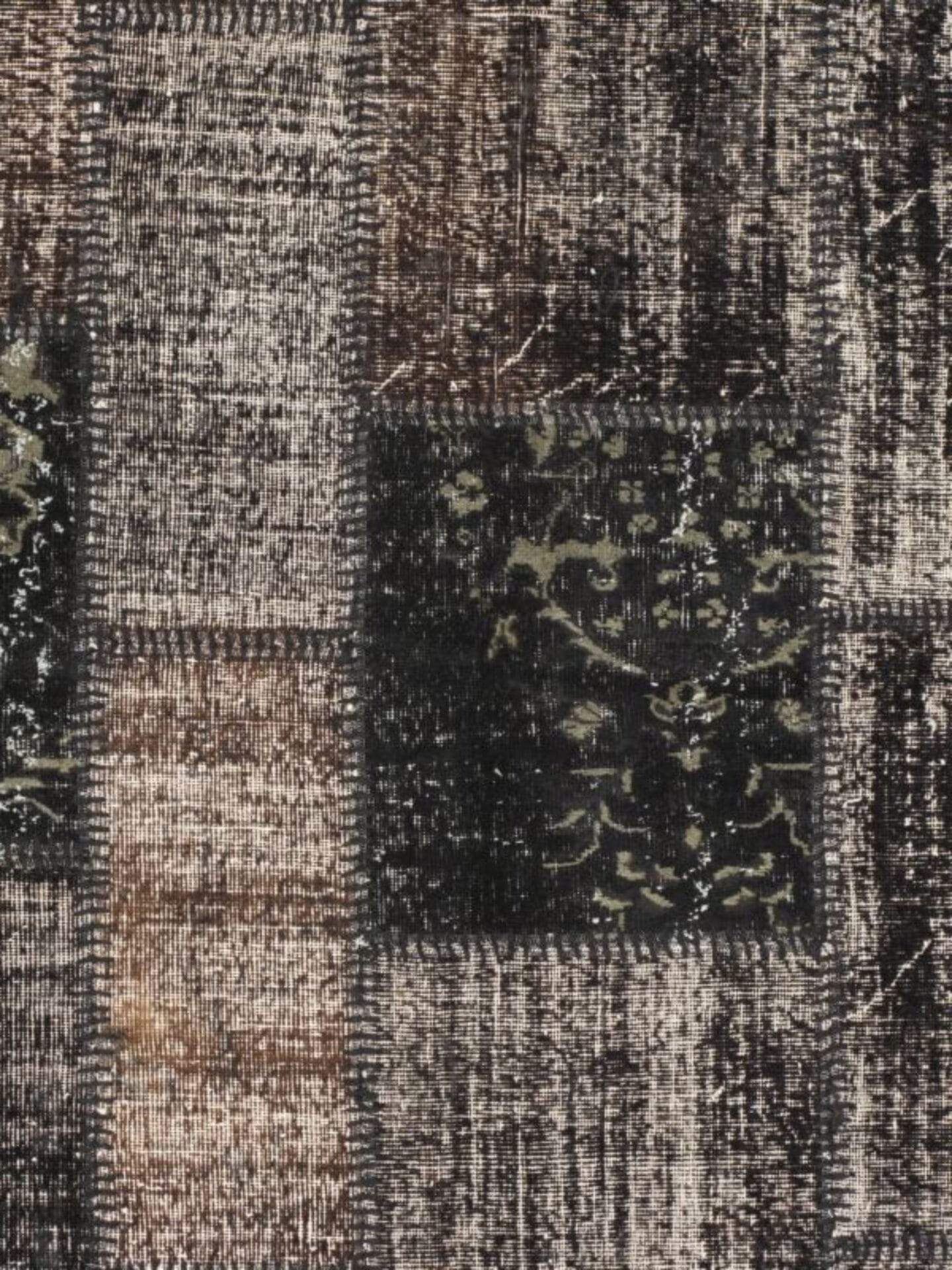 Elisa patchwork poef zwart
