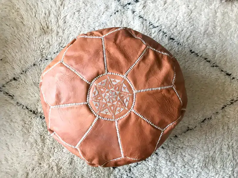 Fatima Moroccan pouffe, brown