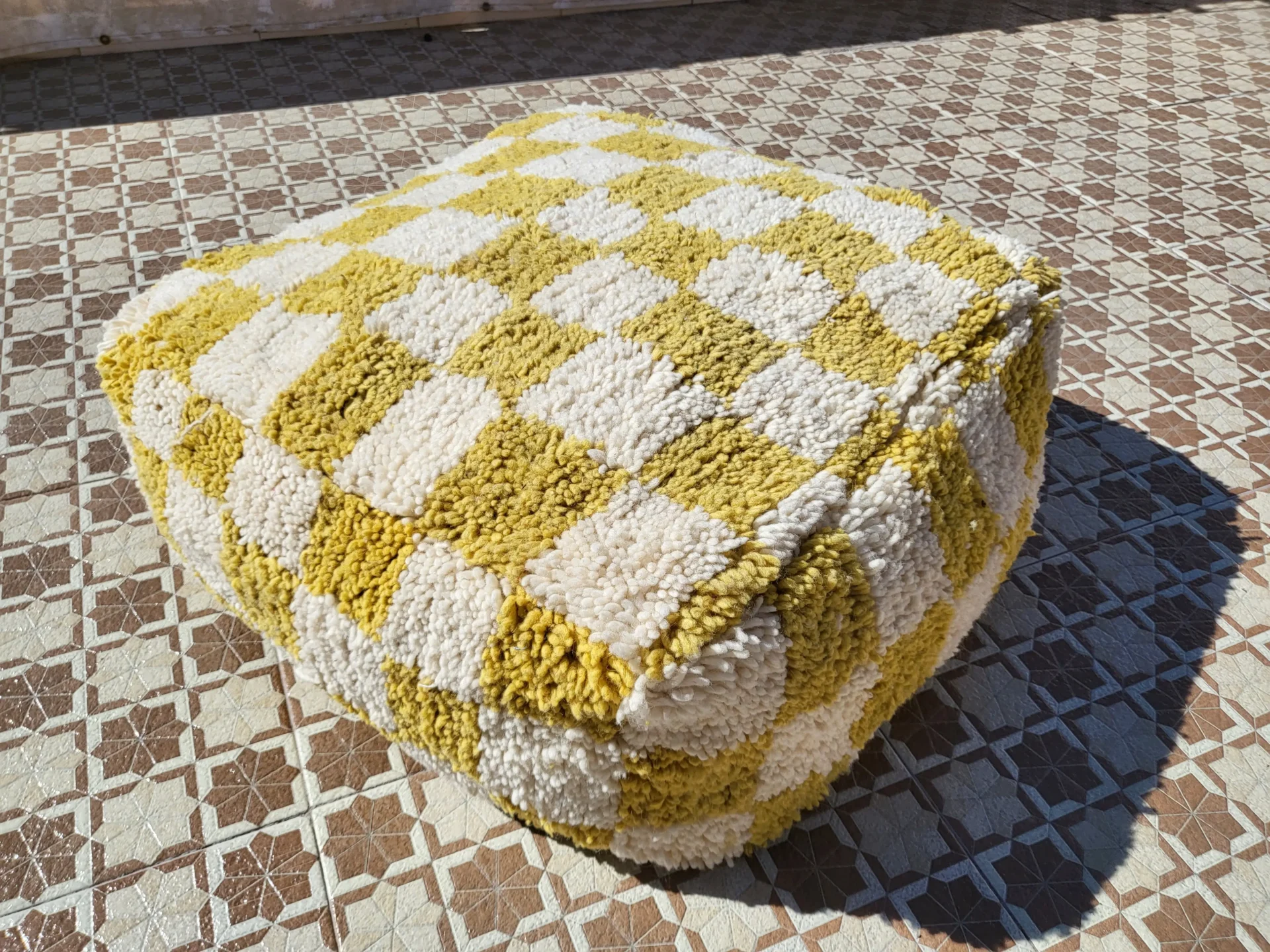 Reda Moroccan pouf beige